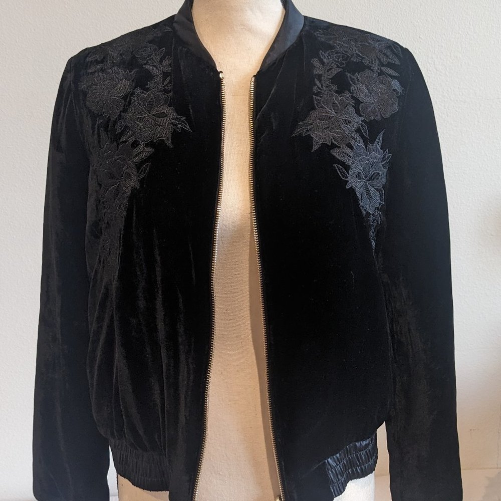 Intermix Black Floral Embroidered Silk Lined Jacket